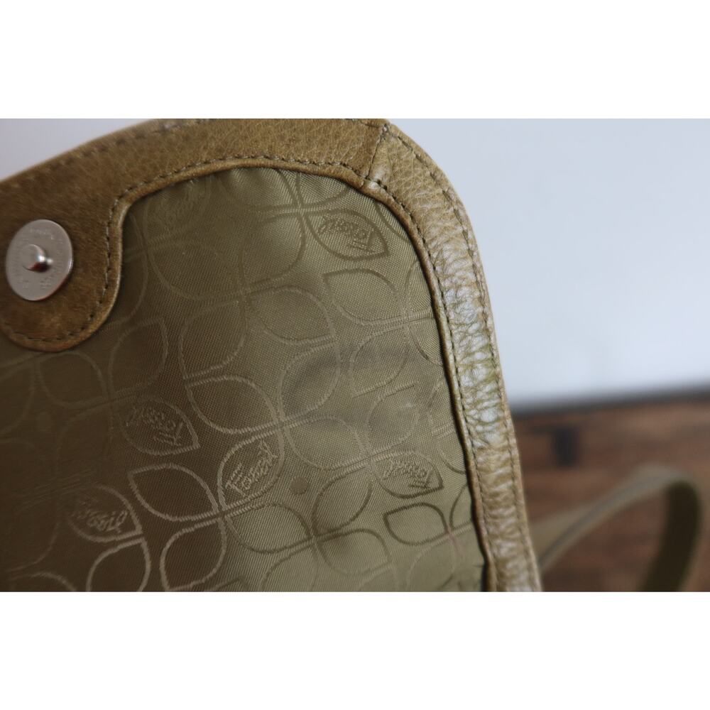 Fossil Green Leather Drawstring Backpack With Fos… - image 8